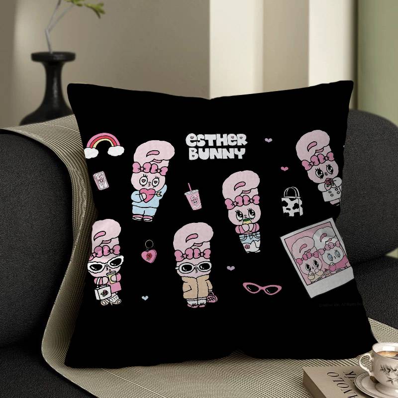 E-Esther Bunny Cartoon Cushion Cover Decorative Pillow Sofa Home Decor Case Pillow Cases