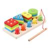 Kids Wood Blocks Matching Toy Colorful Different Shapes Fishing Blocks Educational Toy