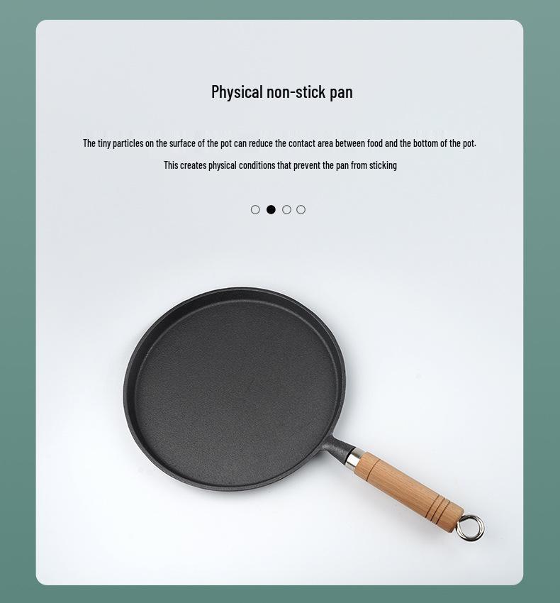 Sartén Antiadherente de Hierro Fundido sin Recubrimiento de 26 cm para Tortitas, Crepes y Pizza