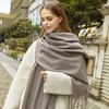 Womens Wool Blend Scarf Winter Warm Shawl Soft Solid Color Knit Wrap With Fringe Korean Style
