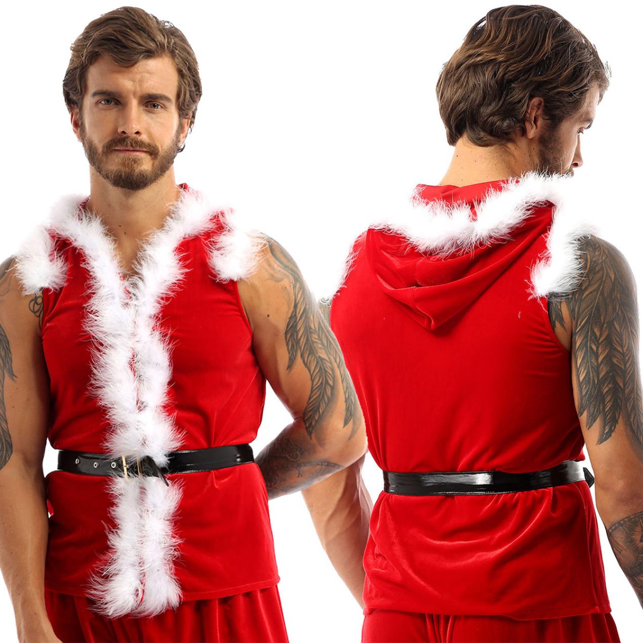 

Мужское рождественское пальто с капюшоном Санта-Клауса, вельветовый костюм с капюшоном миссис Санта-Клаус L