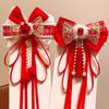 Flower Bow Ribbon Hair Clip Tassel Hanfu Hair Ornamen Holiday New Year Hairpin  Children's Headwear
