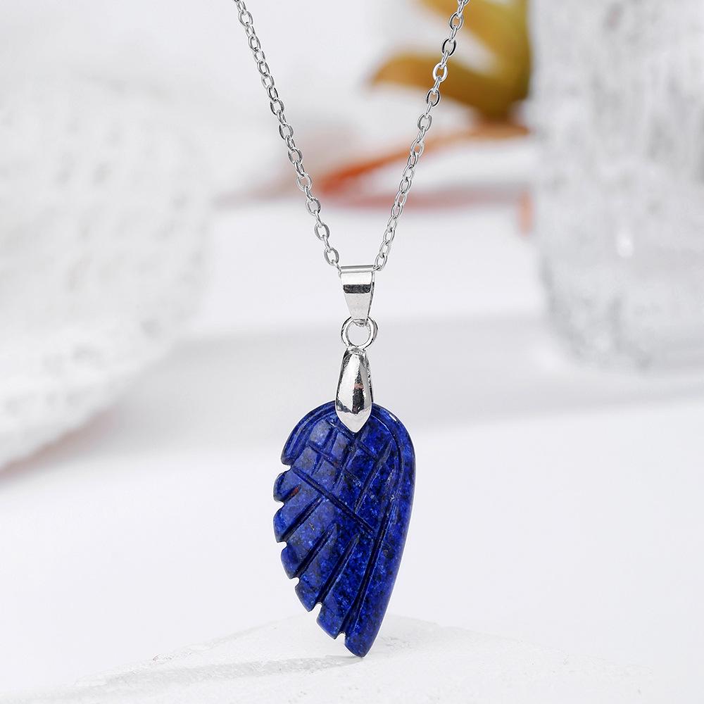 Natural Crystal Angel Wings Pendant Necklace - White Bohemian Charm Jewelry