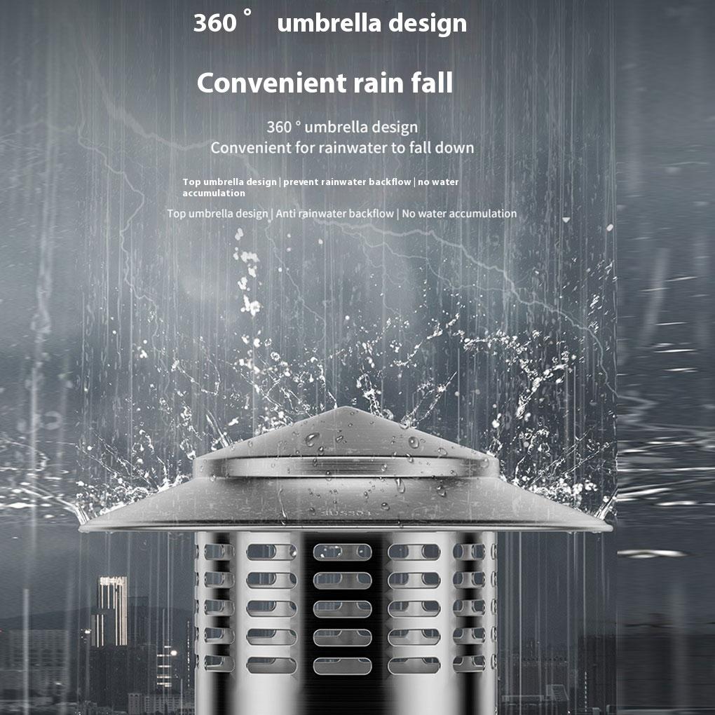 Umbrella shaped cap, stainless steel cover, roof, cylindrical PVC pipe, flue, rainproof cover, ventilation cap