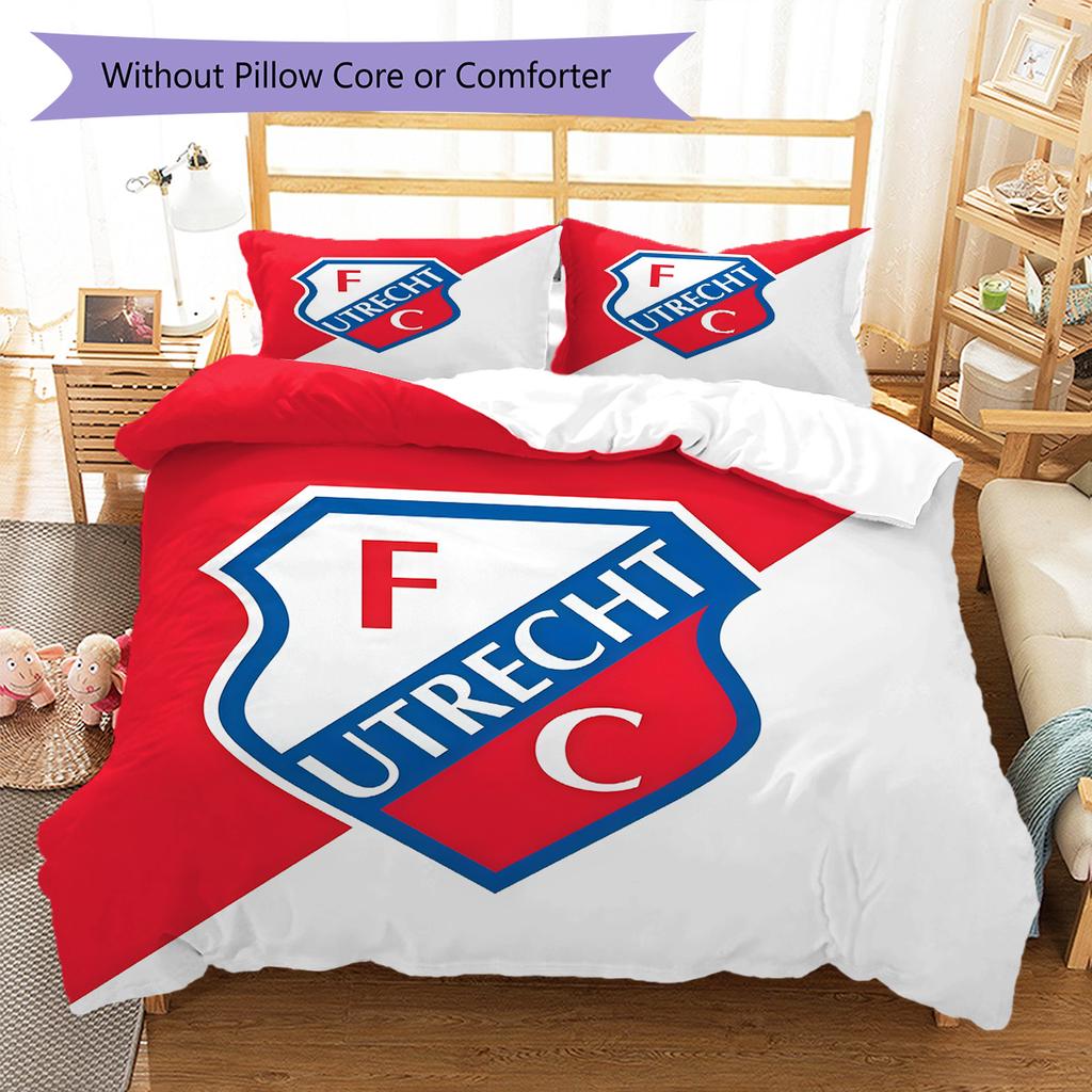 FC Utrecht  Pattern Bedding Quilt Set Quilt Cover Pillowcase Home Decoration Birthday Gift (1 * Duvet Cover + 2 * Pillowcase, Without Core)