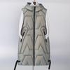 Women's Autumn and Winter Long Warm Vest Puffy Zipper Warm Vest Hooded Lined Padded Cotton Vests