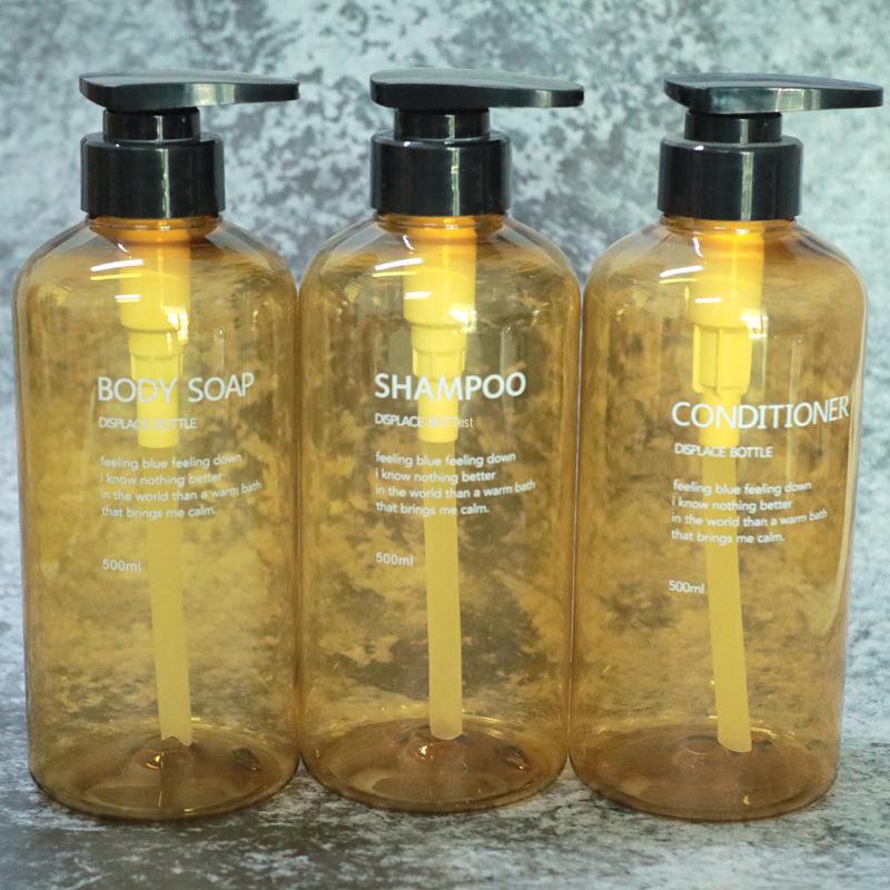 500ml Thick Wall Shampoo and Shower Gel Bottle Set with Round Shoulders