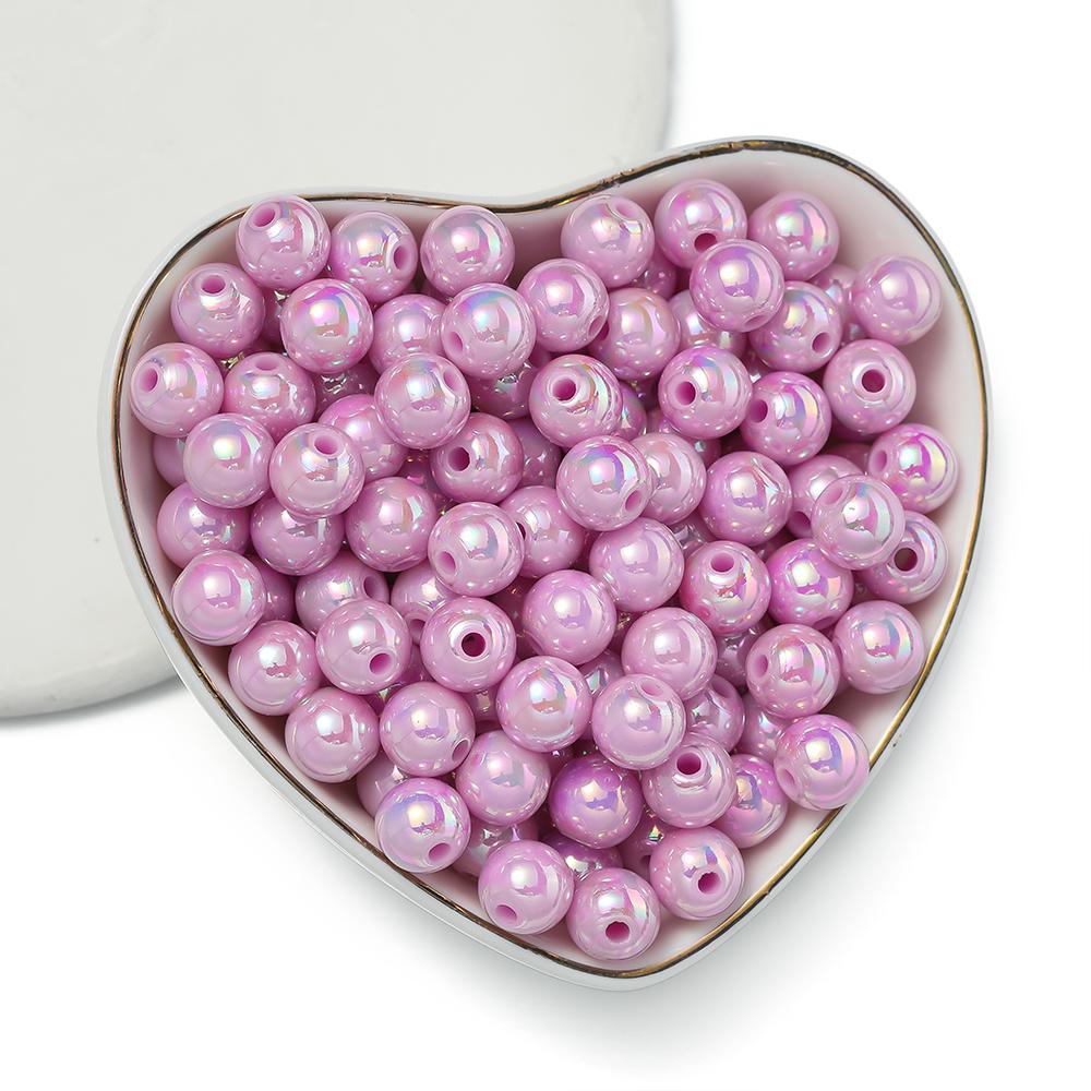 50/100pcs 6/8/10mm AB Color Acrylic Beads Round Loose Spacer Beads for Jewelry Making DIY Handmade Necklace Bracelet Accessories
