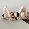 3pcs/set Leopard Print Cute Cat Ear Plush Headband Elastic Wrist Strap  For Women Girls