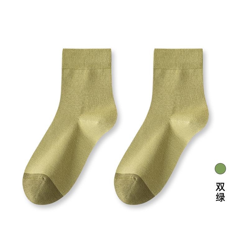 

94% хлопок носки без костей женские антибактериальные и анти-пиллинговые женские хлопковые носки с четырьмя пальцами цветовое разделение носки средней длины One Size зелёный