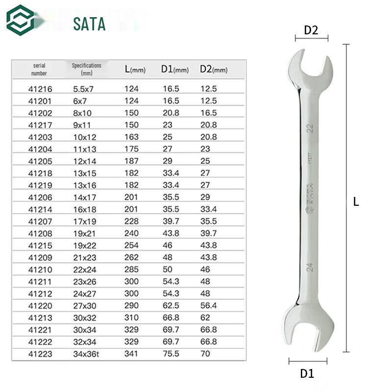 SATA Full Polished Double Open-End Wrench