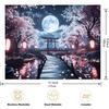 2D Magical Japanese Night Tapestry Cherry Blossom & Torii Gate Under Full Moon Wall Art
