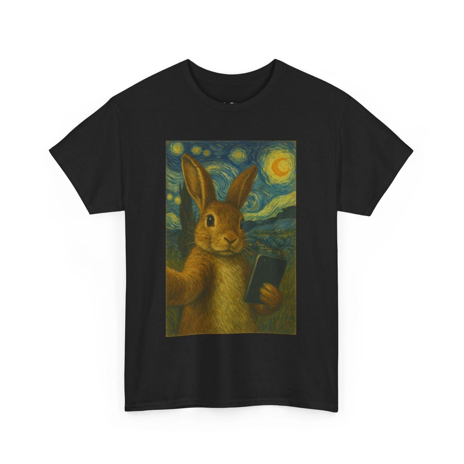 Starry Night Easter Bunny Tee, Selfie Vintage Design, Gift for Easter, Rabbit 2XL