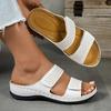 Summer 2025 New Women's Shoes, Large-sized Open-toe Wedge Sandals, Women's Color-blocked Flip-flops