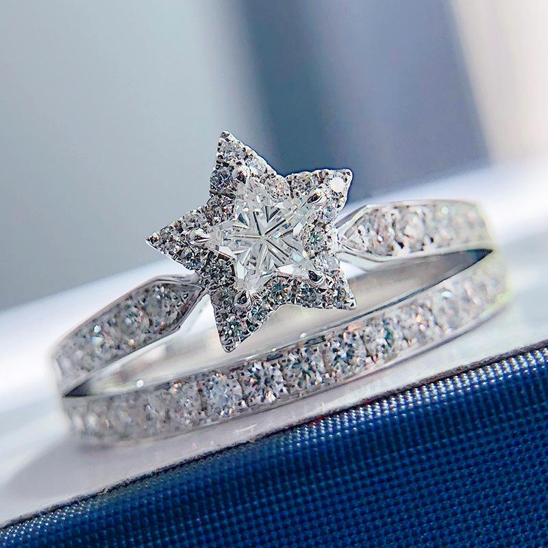 

Super Fairy Design, Double-Layer Winding, Sun, Moon And Stars, Engagement Diamond Ring, Women S Ring, Pentagram Diamond-Set Simulation Zircon Ring.