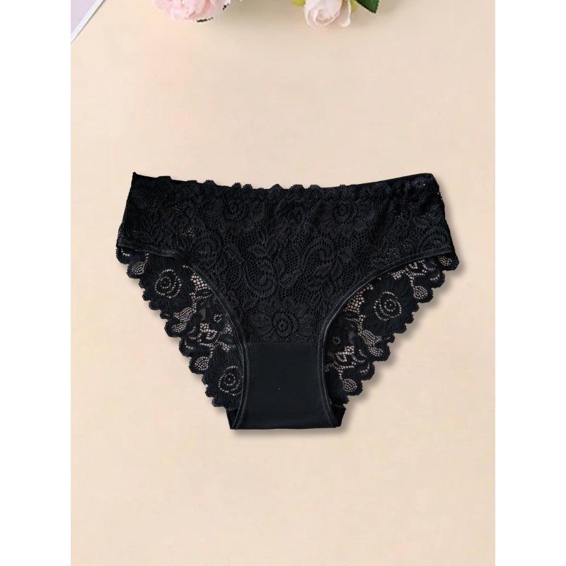 Ladies Summer Color Pure Cotton Lace Hollow Breathable Comfortable No Trace Briefs