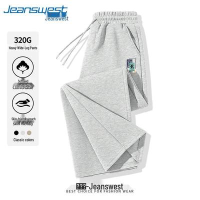 Jeanswest Men's Straight-Leg Letter Print Heavyweight Cotton Blend Casual Sweatpants