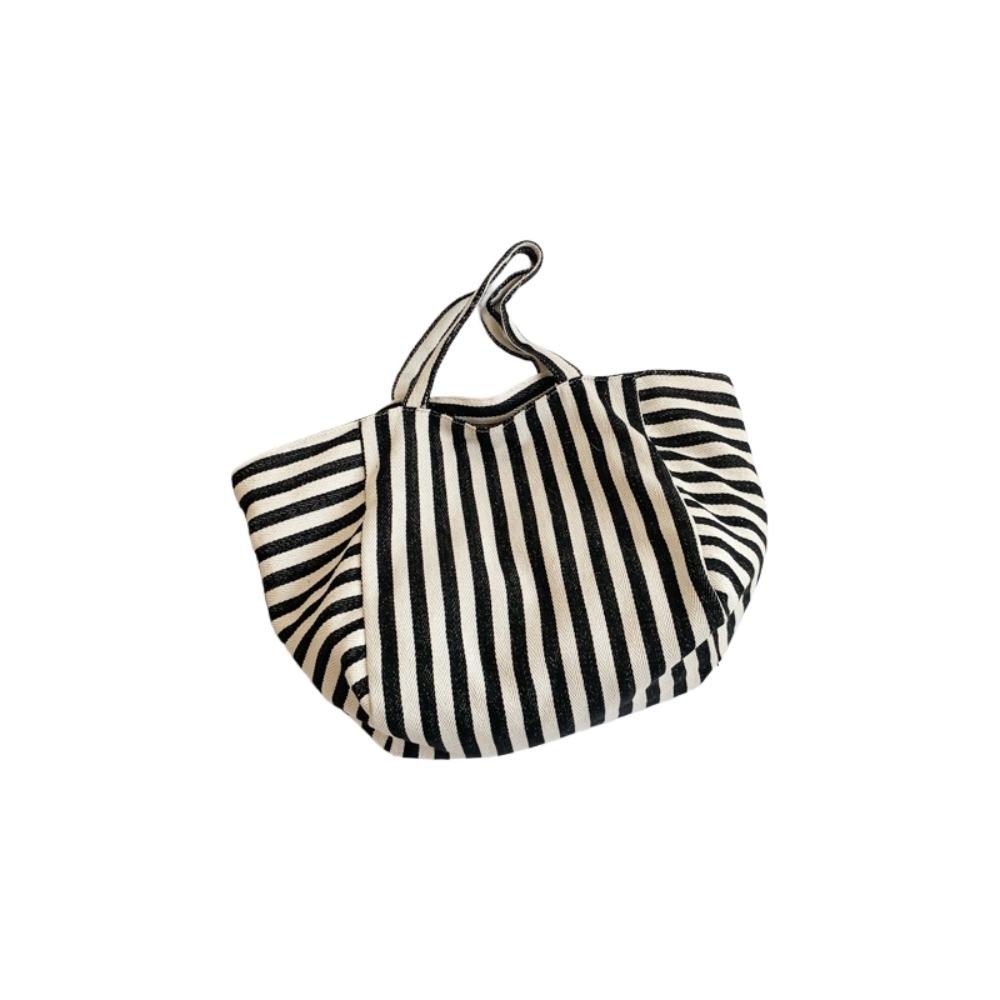 Shopping Bag Cloth Shoulder Bag Shoulder Pouch Tote Bag Simple Fashion Stripe Underarm Bag  Girls