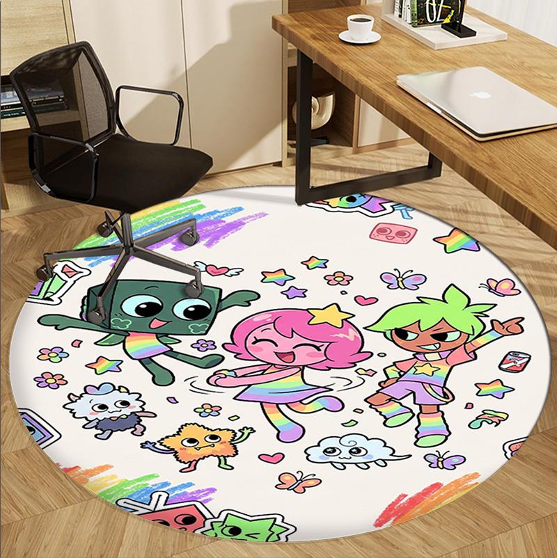 Dandy's World Pattern Round Rug, Indoor/Outdoor Mat, for Picnic, Gameroom, Bedroom, Office, Living Room, Home Decor Carpet, Birthday Gift