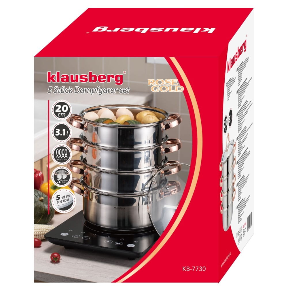 Zestaw garnków do gotowania na parze 20cm 5 ele.  Parowar KLAUSBERG KB-7730