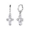 European & American Fashion Zircon Cross Earrings - Trendy Transparent Cross Hoops for Women