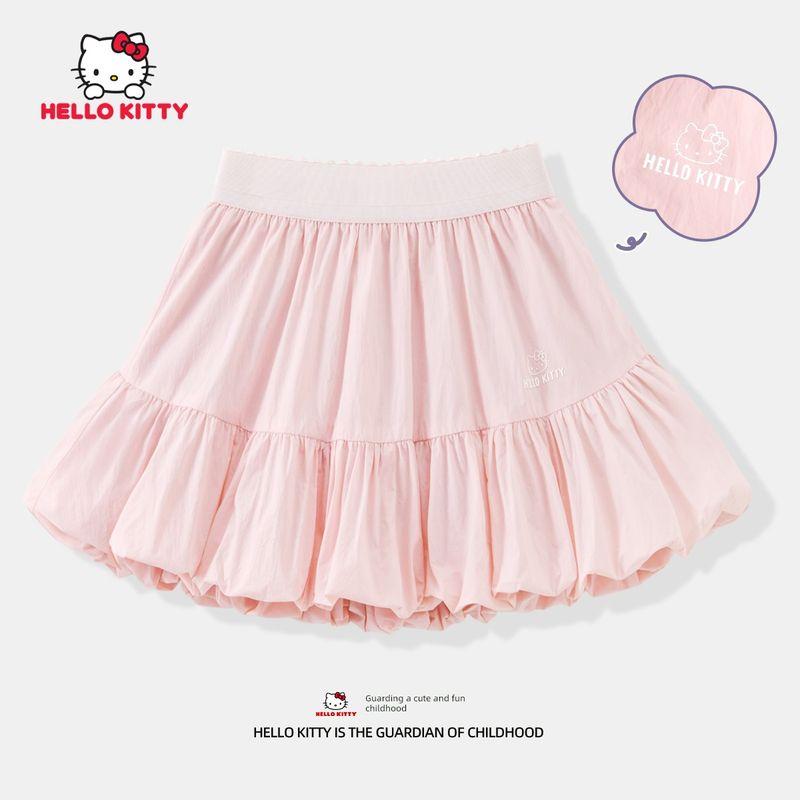 My Melody Girls  Summer Outfit 2025 New Style Super Cute Children s Short-Sleeve T-Shirt Summer Elegant Children s Skirt Solid Color Baby Pink 160