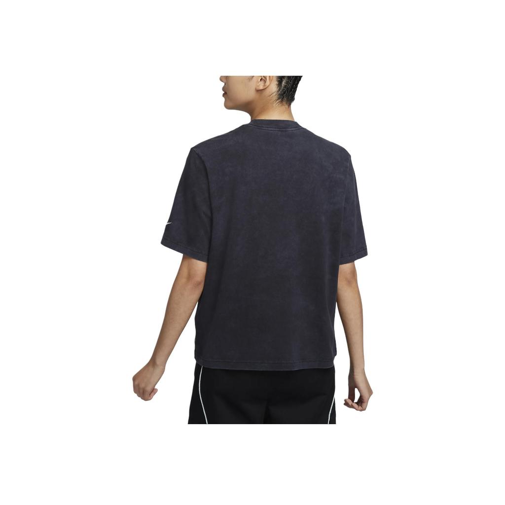 Nike Swoosh Embroidered Logo Crew Neck Casual Short Sleeve T-Shirt Women Tops Black FZ4886-010