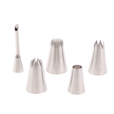5Pcs/Lot Big Size Cream Cake Icing Piping Tips Puff Mouth Nozzles Pastry Tips