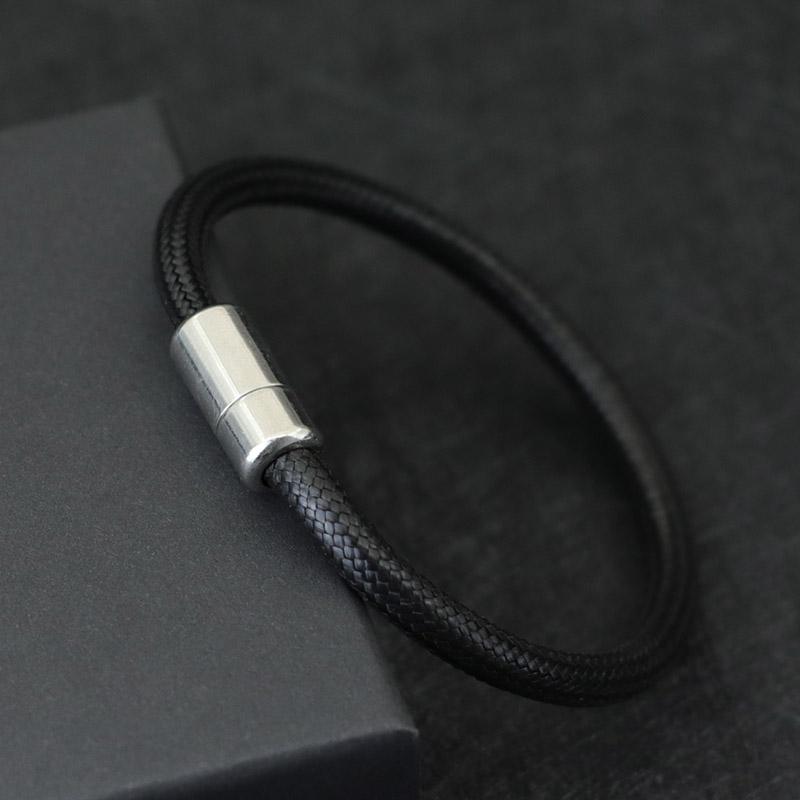 New Punk Men Bracelet Black Brown Wax Rope Braclet Magentic Clasp Pulsera Hombre Hand Bands For Him Macrame Braslet Gift