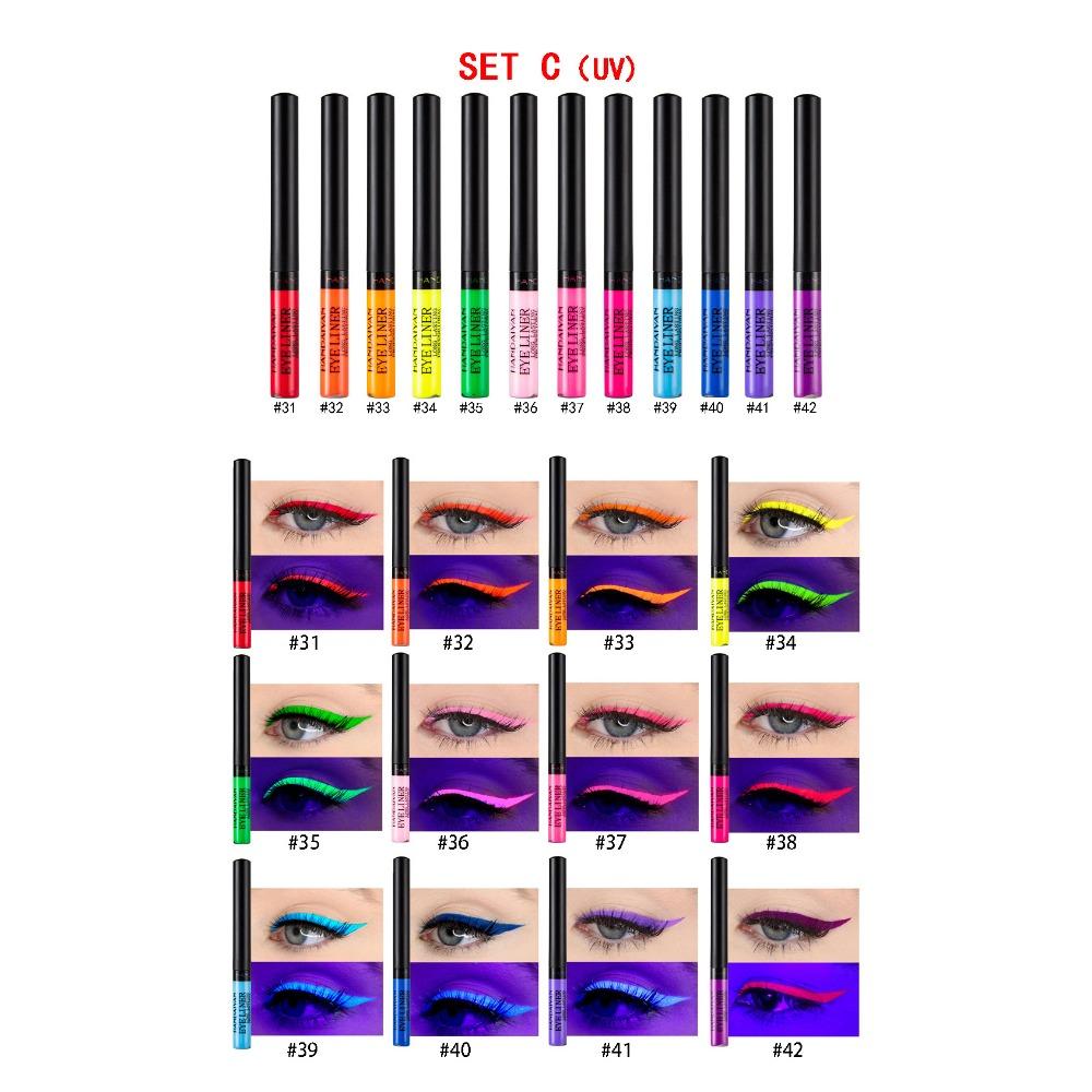 HANDAIYAN Lápiz de Sombra de Ojos 12 colores Lápiz Delineador de Ojos Manga Instalada Mate Secado Rápido Delineador de Ojos Líquido Pegamento Delineador de Ojos