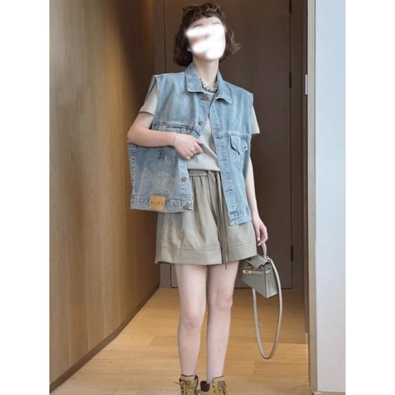 Women's Retro Sleeveless Denim Vest - Spring/Autumn Loose Fit
