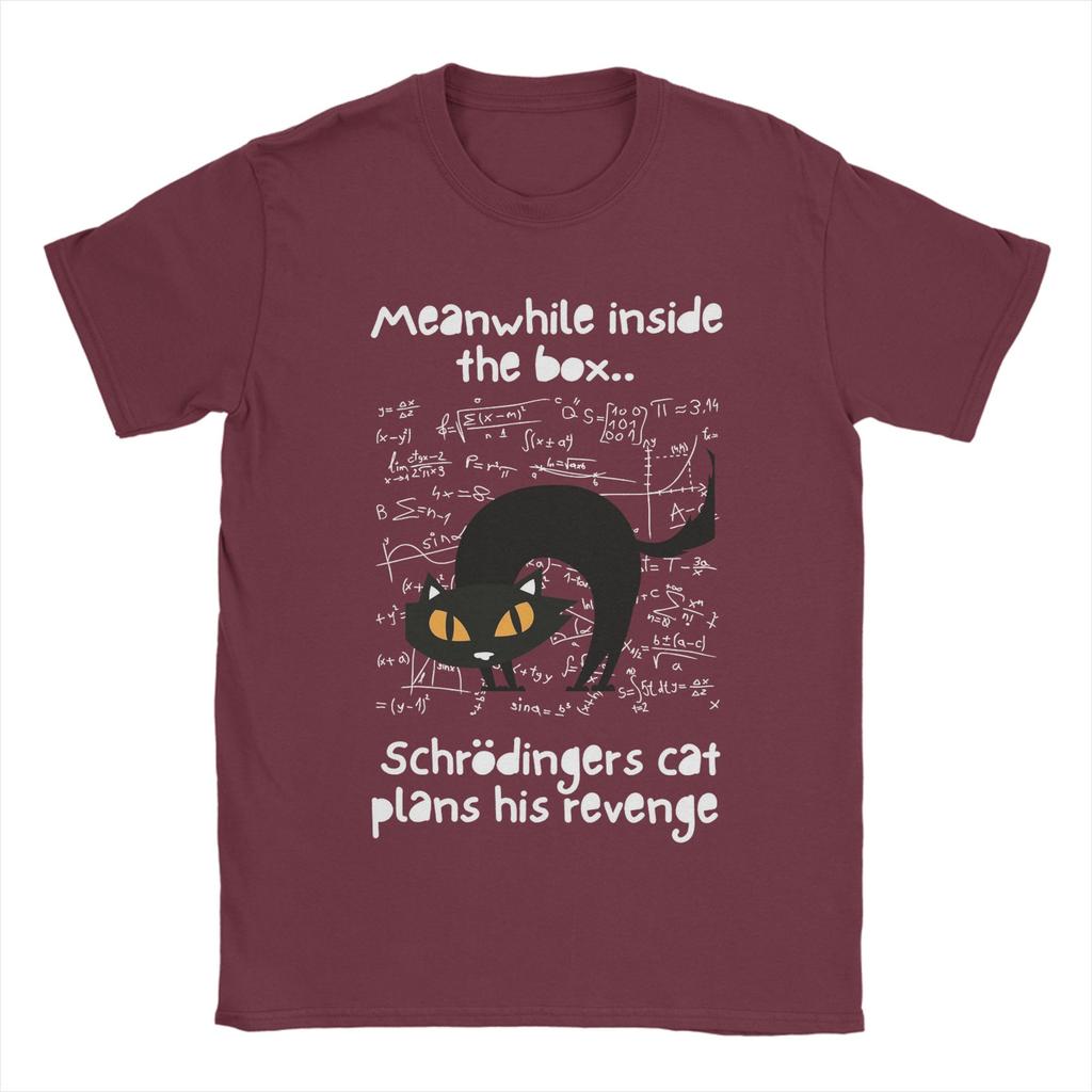 Mens Schrodingers Cat Revenge T Shirt Pure Cotton Clothing Crazy Short Sleeve Round Neck Tees Gift Idea TShirts