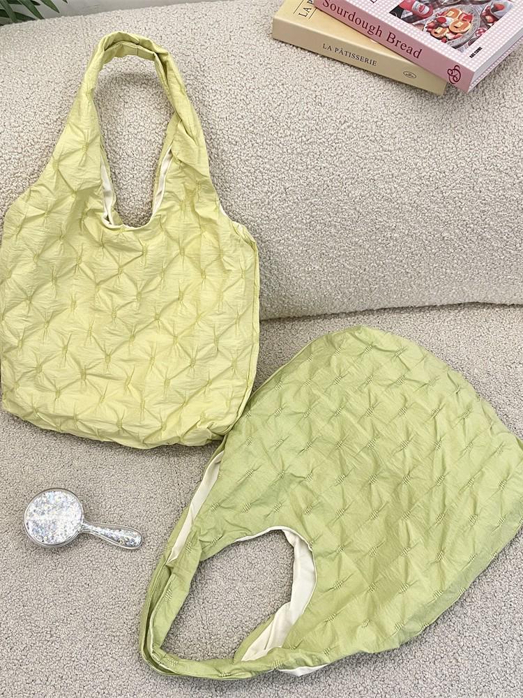Borsa a Tote a Spalla Unica Plaid Pieghettato - Borsa a Mano di Grande Capacità Stile Coreano per Donne