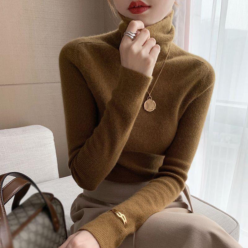 

Базовая рубашка с воротником-стойкой на резьбе для женщин Новое осенне-зимнее нижнее белье Тонкий стиль Приталенный крой Топ с воротником-стойкой 3XL коричневый