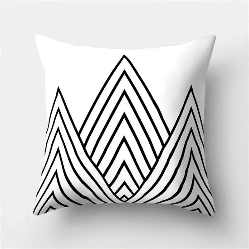 White Black Geometric Cushion Cover x Pillowcase Sofa Decor Polyester Home