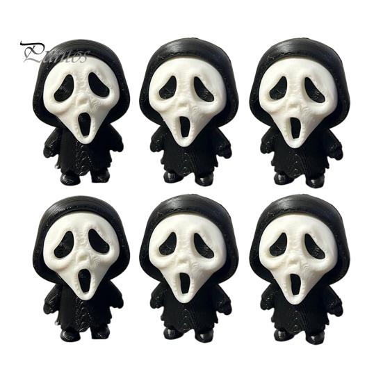 Black Robe Ghost Figurine 3D Printed Scream Face Ornament, Mini Desktop Statue for Halloween Miniature Gift Decoration, Funny Skeleton Home