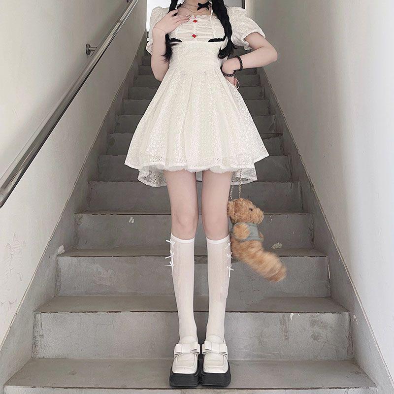 

Bowknot Knee-High Socks for Women | Summer Thin Soft Cute JK Calf Socks White socks white bow