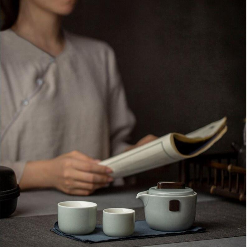 Ceramic Quick Tea Cup One Pot Two Cups Portable Kung Fu Tea Set