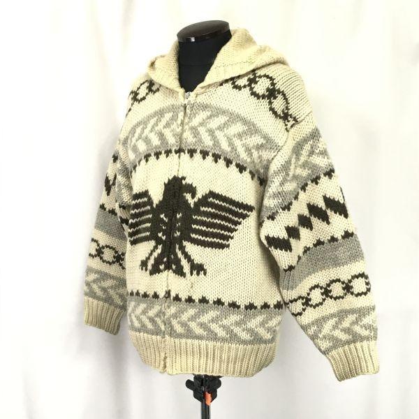 90s Nicholas New Wool Cowichan Zip Knit Parker Men L Beige(USED)