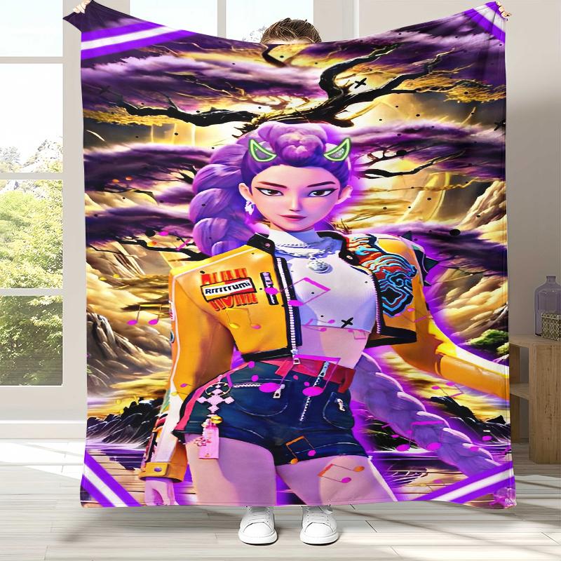 

K-Pop Demon Hunters Golden Saja Boys Flannel Blanket,Ultra Soft Warm Plush Throw for Home Bedroom Bed Sofa Cover Office picnic 75x90cm