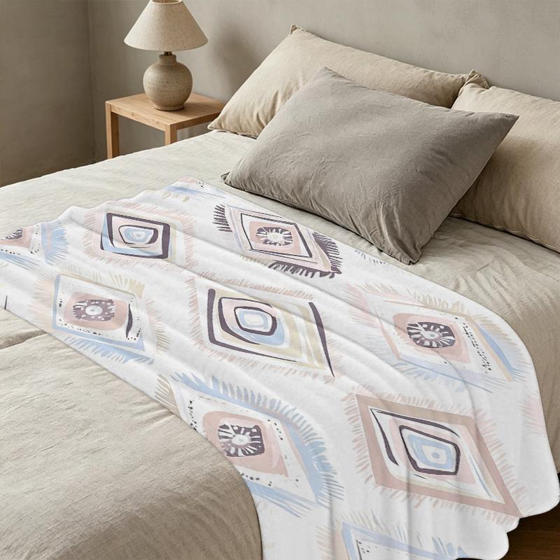 Geometric No-Shed Flannel Blanket Soft Warm Multi-Use Throw for Home, Couch, Bed, Nap, Christmas & Halloween