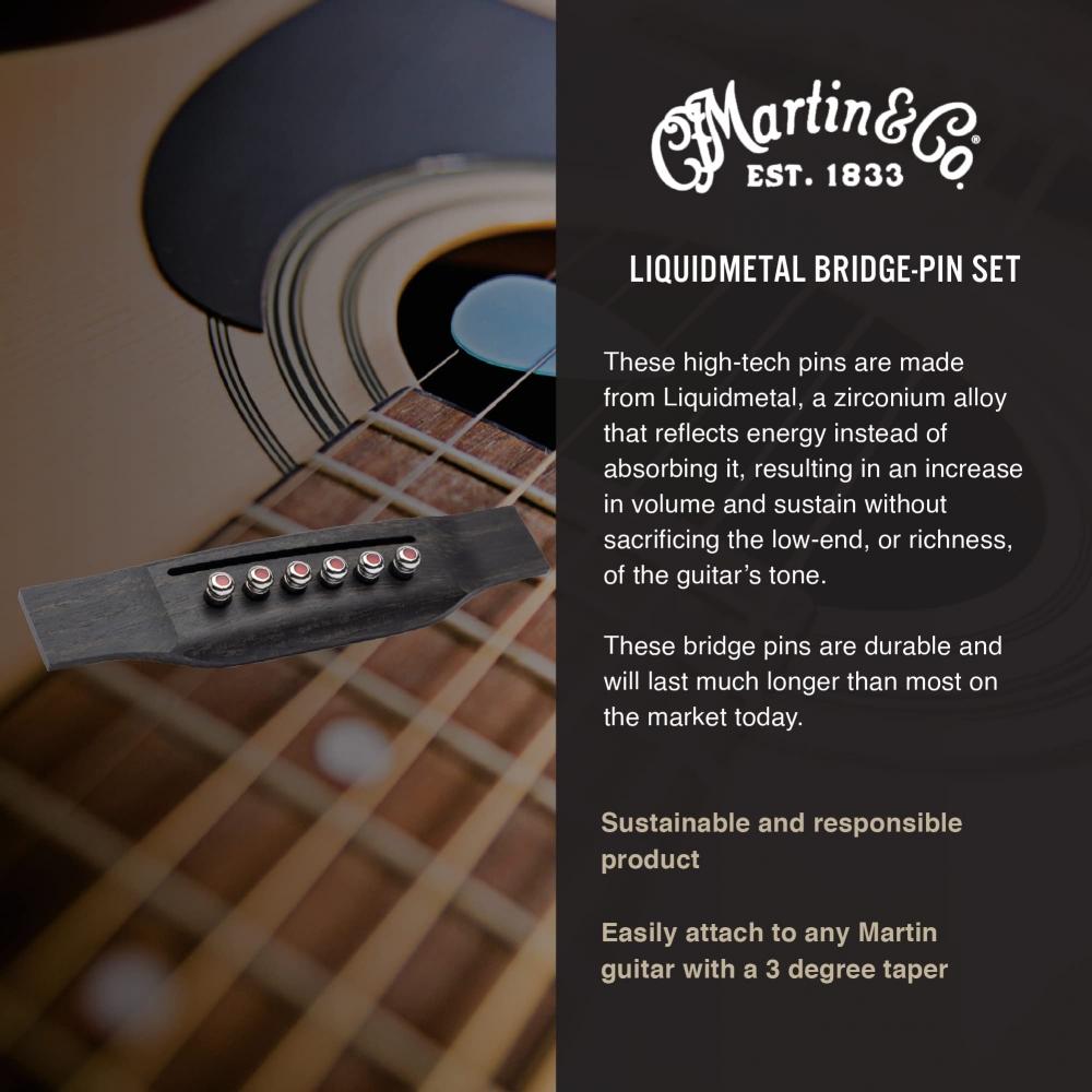 MARTIN 18APP0007 ChromeRed Dot LIQUIDMETAL LUXE BY MARTIN Bridge Pins