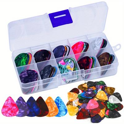 30/50pcs Boxed 0.46mm Guitar Picks ABS Plastic Assorted Colors Designs for Guitar Ukulele Bass Acoustic/Electric Guitar JXB