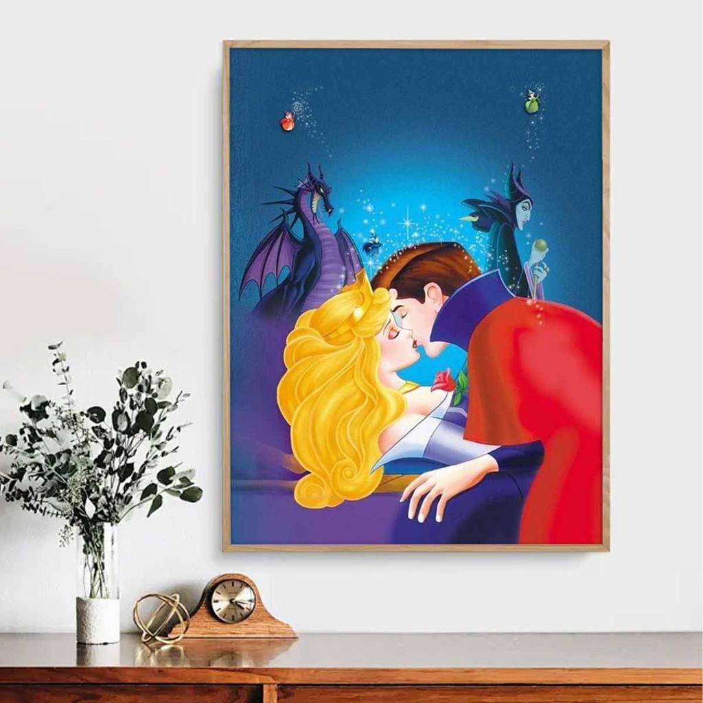 5D Diy Diamond Painting The Princess, The Prince and The Evil Dragon Full Drill Rhinestones Mosaic Embroidery Handmade Products Home Decor Gift