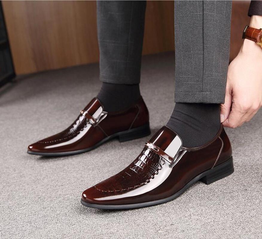 Men Classic Dress Shoes Crocodile Leather Business Casual Formal Sneakers Plus Size 38-48 Office Wedding Party Oxford Shoes