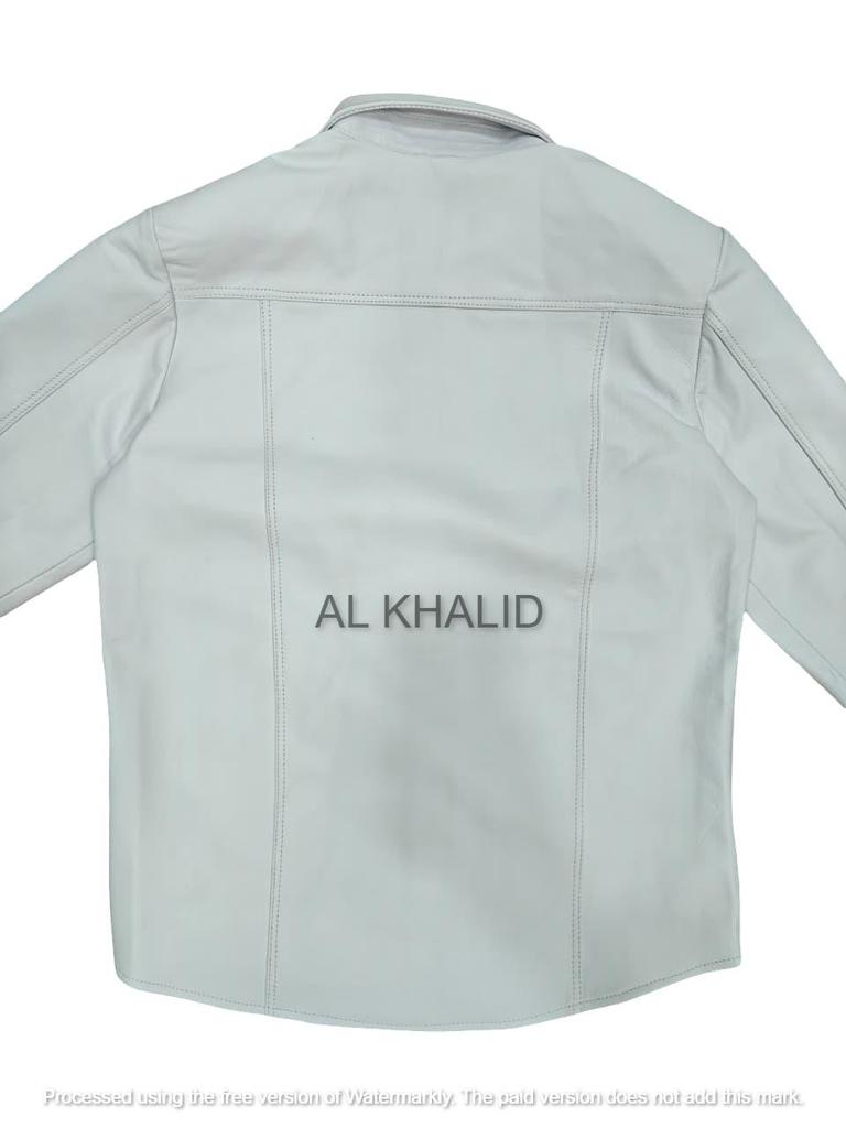 Echtes weiches Lammfell Motorrad Handgemachtes Hemd Neues weißes Lederhemd für Herren