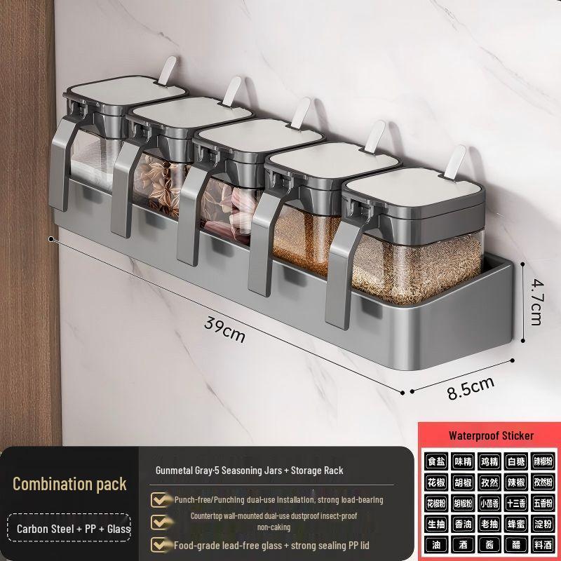 No-Drill Wall-Mounted Spice Rack & Seasoning Organizer