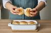 365methods Fuji Enamel Oven Dish, White X Light Gray, Shallow, Medium, 1.6L, YY-HM.W