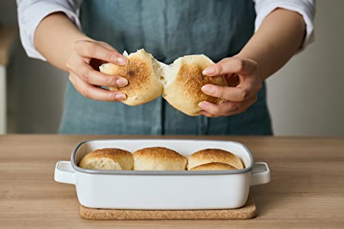 365methods Fuji Enamel Oven Dish, White X Light Gray, Shallow, Medium, 1.6L, YY-HM.W