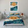 Sunburst and Ocean Waves Design Bedding Duvet Cover Set Duvet Cover Pillowcases (1 * Duvet Cover 2 * Pillowcases, Without Duvet Insert)
